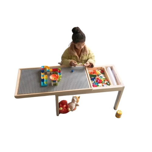 80×46×50cm  multi-functional  solid wood Drawing and building blocks table