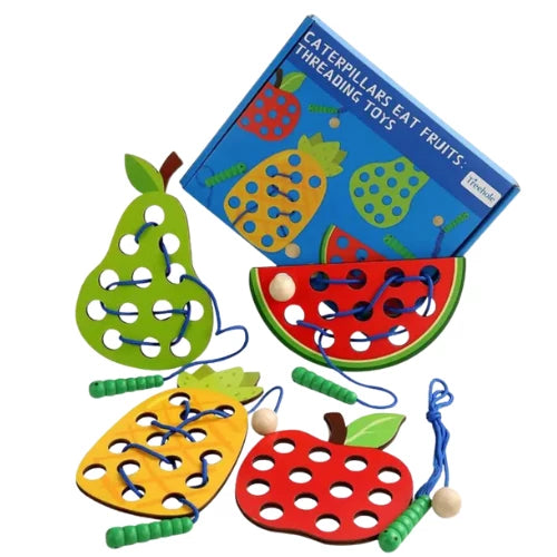 Montessori Threading Caterpillar Eat Fruit Game