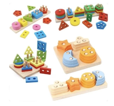 Montessori Wooden Geo stacking shapes