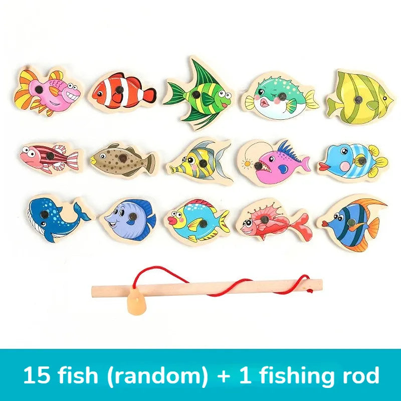 Montessori Wooden Fishing Cognition Interactive Game