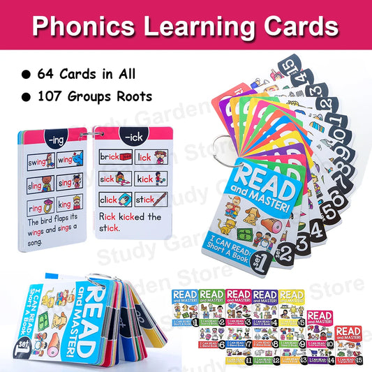 Montessori Phonics Learning 64 Flash Cards   107 groups