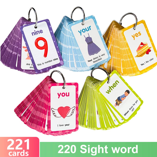 220 PCS Sight Phonics Words learning Card  Phonics