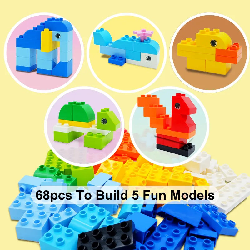 62-310 pieces DIY Building Blocks Bulk Compatible with Duplo Animals