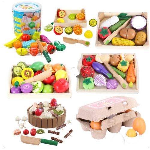 Wooden Play  Cutting Fruit Vegetable Set
