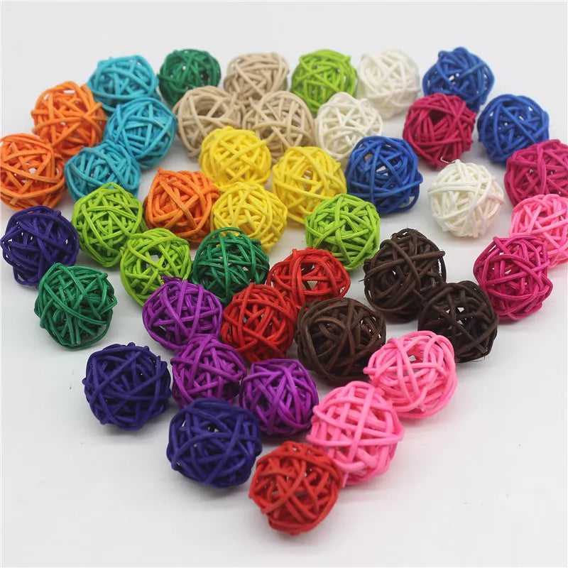 100PCS/Lot 3CM Mixed Colour Rattan Ball