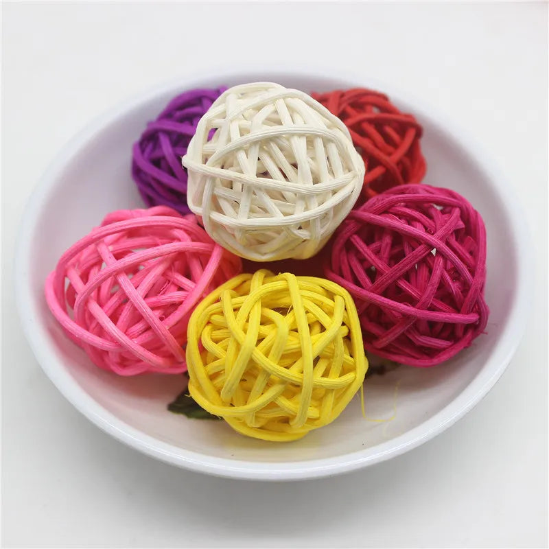 100PCS/Lot 3CM Mixed Colour Rattan Ball