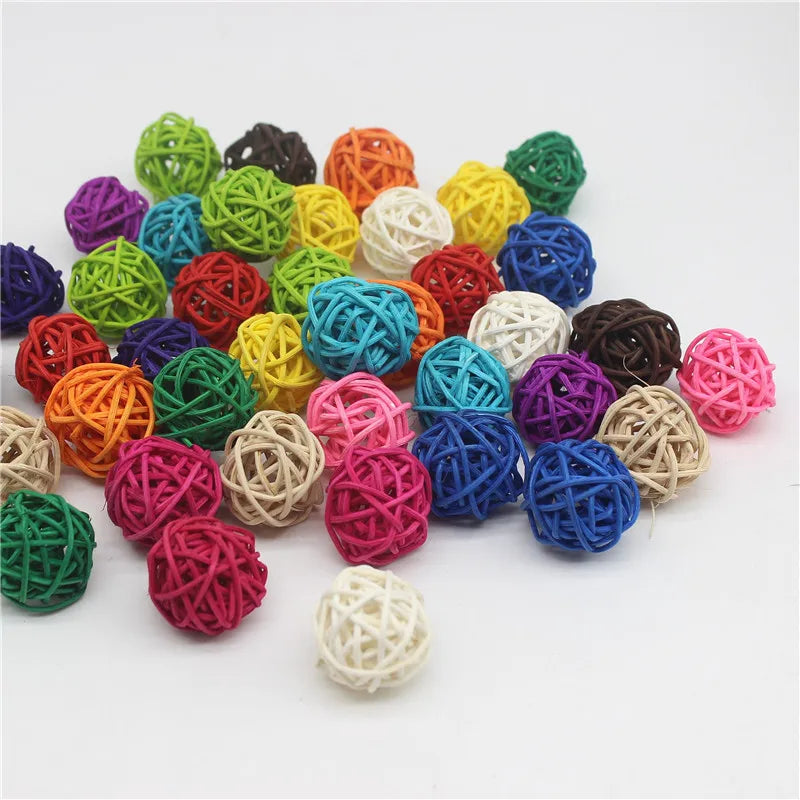 100PCS/Lot 3CM Mixed Colour Rattan Ball