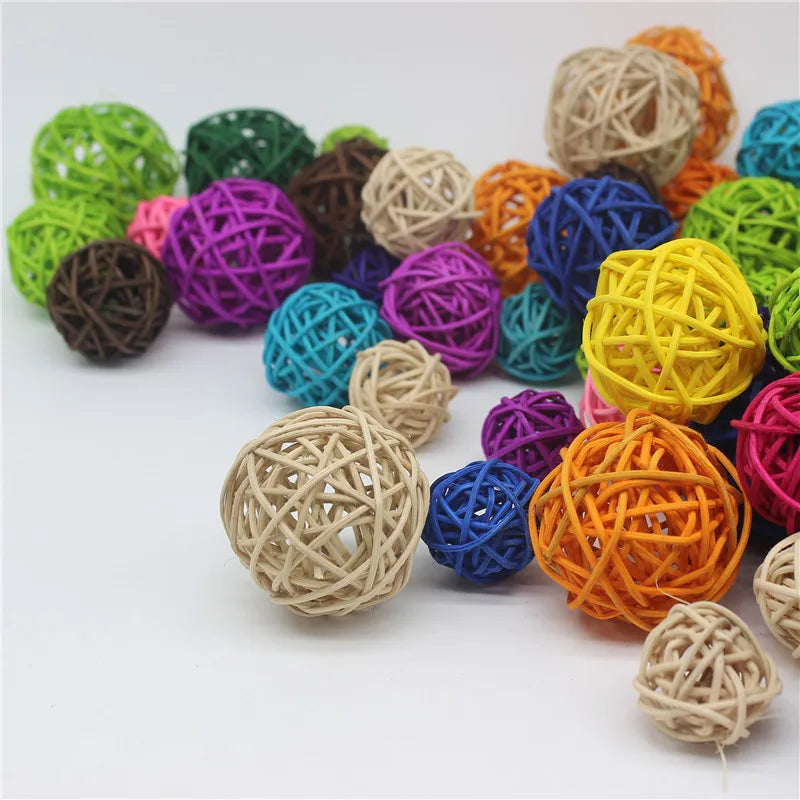 100PCS/Lot 3CM Mixed Colour Rattan Ball