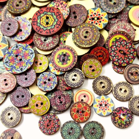 100pcs 15/20/25mm Wooden Buttons for Loose Parts and Creative Play