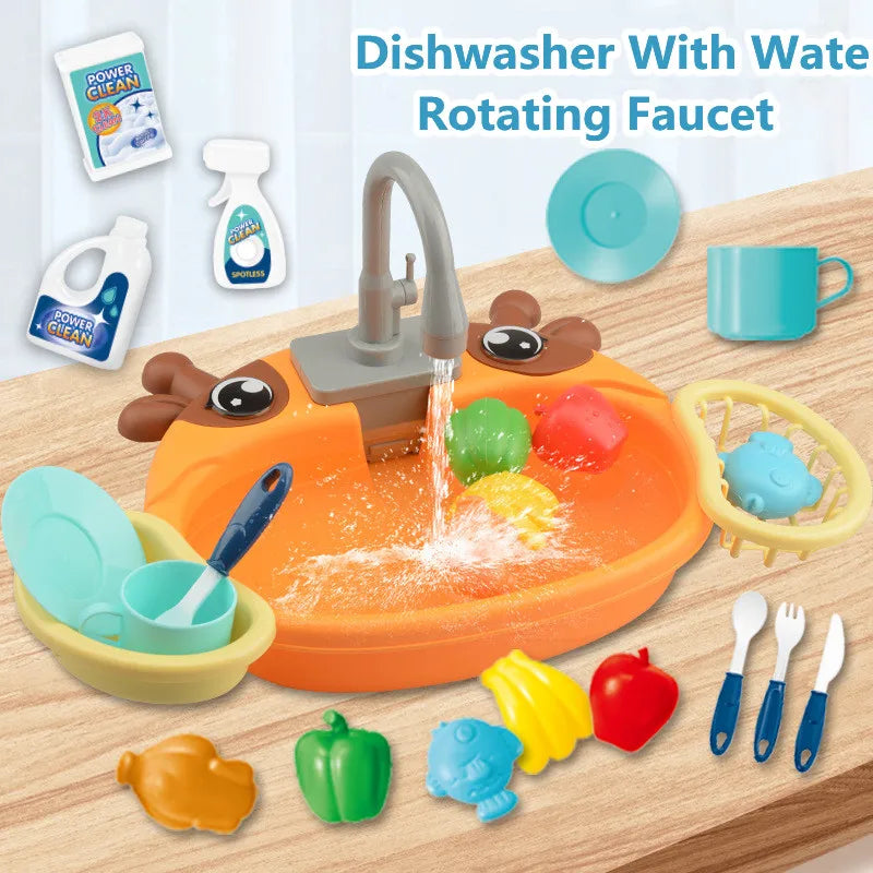 Educational  Electric Mini Kitchen Set Dish Washing set