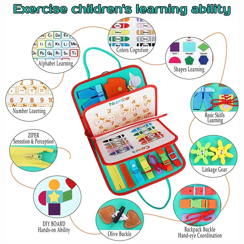 <font style="vertical-align: inherit;"><font style="vertical-align: inherit;">Montessori Educational Activity Board for Boys, Toddler Sensory Toys, Preschool Learning, Travel, Fine Motor Skills</font></font>