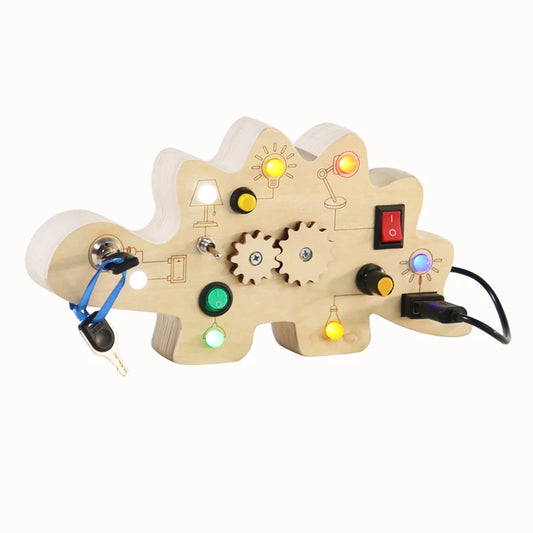 Montessori Baby Wooden Busy Board with LED Light Sensory Educational Activities