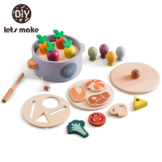 Wooden Montessori Toy Simulation Kitchen Cooking