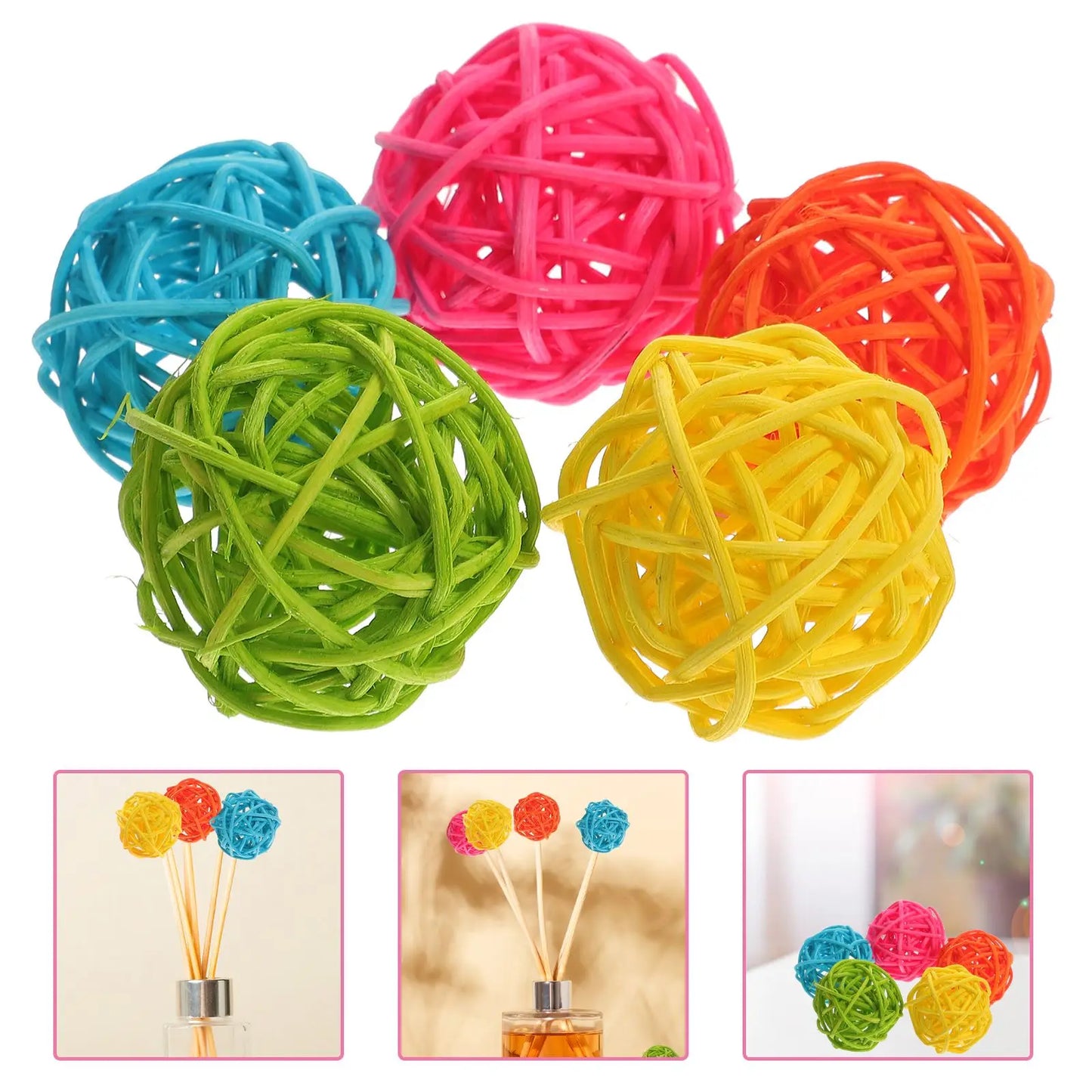 15Pcs  Wicker Rattan Balls  Loose Parts