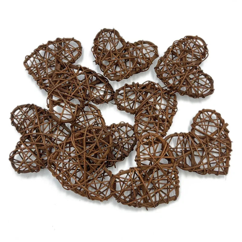 10pcs 5cm/6cm/7cm Rattan Wicker Hearts