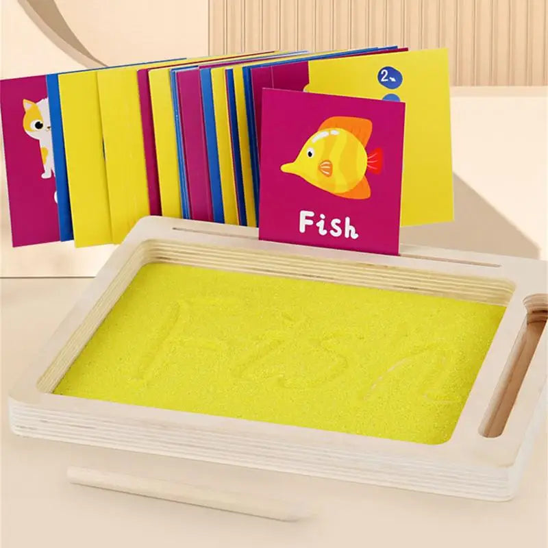 Wooden Montessori Sand Tray With Wooden Pen For Writing Letters And Numbers