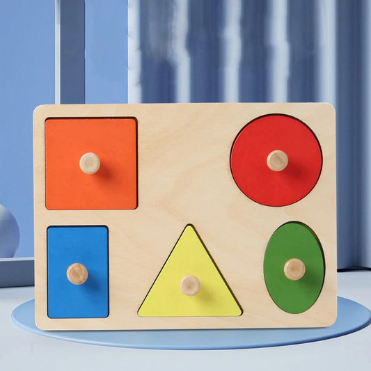 1PCS Geometric Shape Wooden Jigsaw Puzzle for Kids
