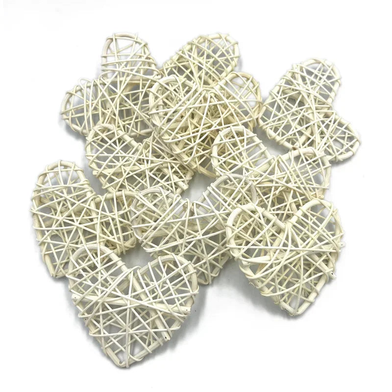 10pcs 5cm/6cm/7cm Rattan Wicker Hearts