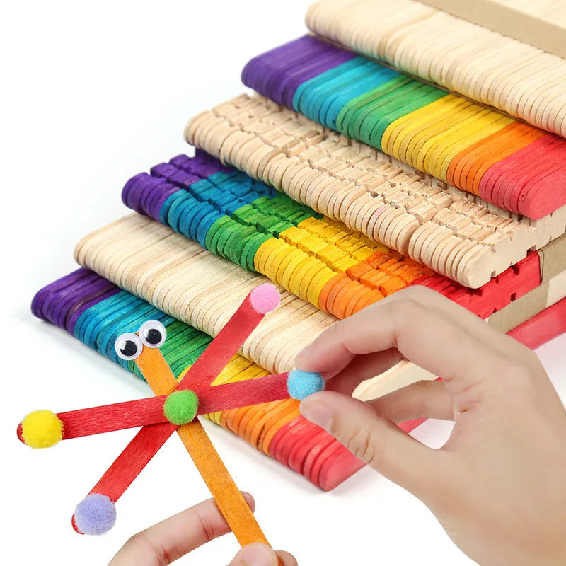 50Pcs Wooden Popsicle Sticks Natural Wood