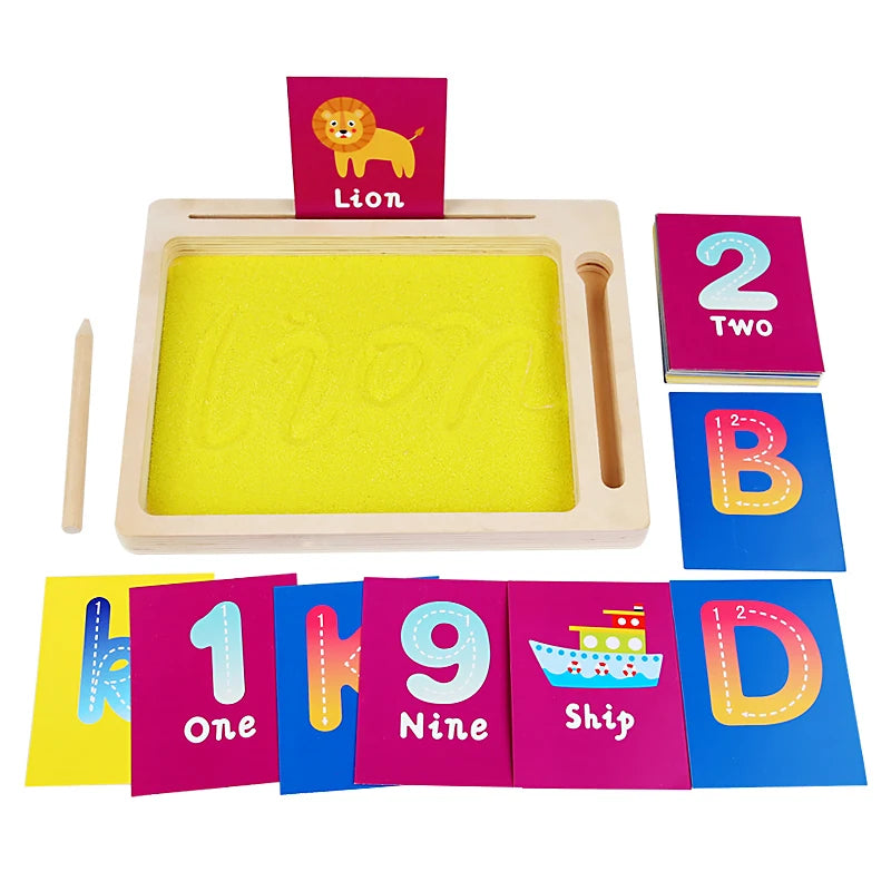 Wooden Montessori Sand Tray With Wooden Pen For Writing Letters And Numbers