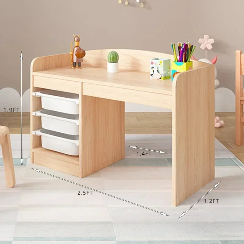 Toy Storage Drawer Organizer for Kids Children Furniture Study Table with  Wooden Box Kids Table Storage and Organization