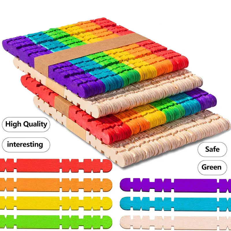 50Pcs Wooden Popsicle Sticks Natural Wood