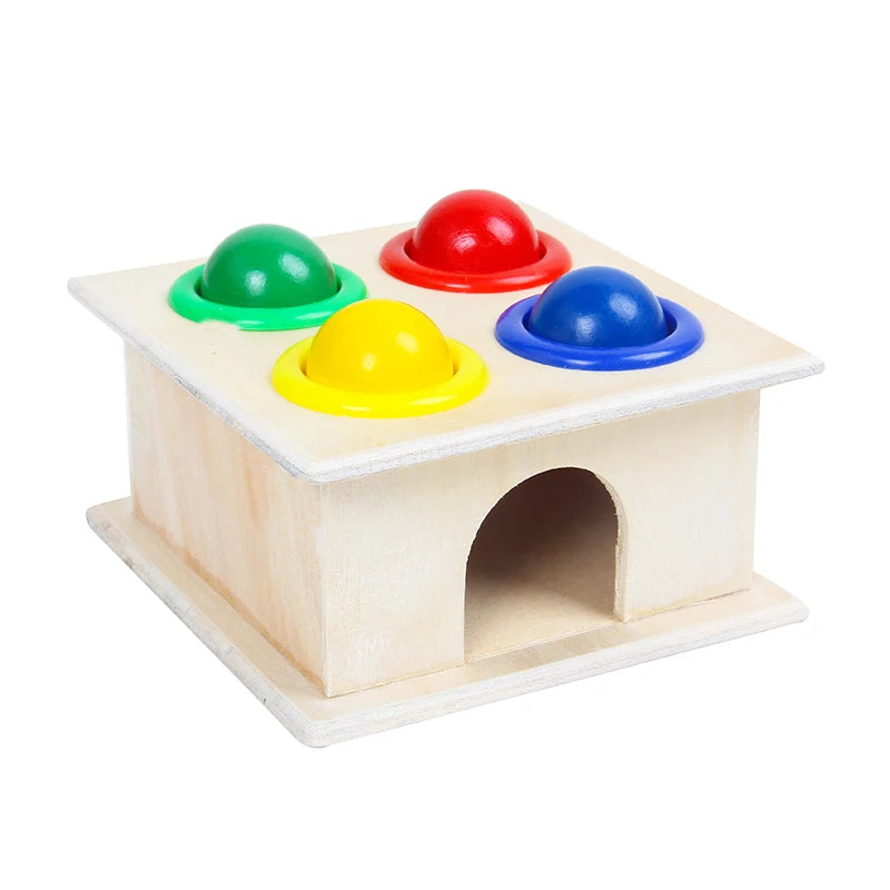 Montessori Wooden Hammering Ball Game Toys for Children Educational Pounding Toy Learning Colors Counting for Kids 2-6 Years Old