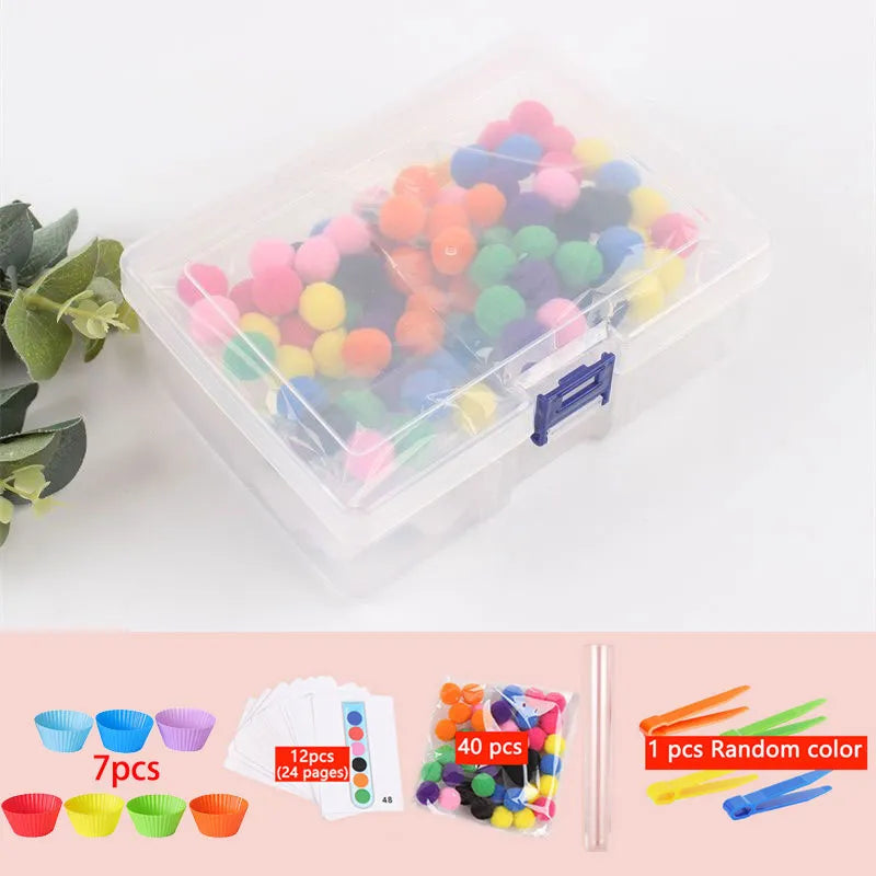 68-109pcs Rainbow Counting Pompoms,  Sorting Cup, Montessori Sensory Toys, Learning Activities - Maths