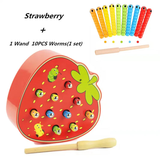 Magnetic Strawberry Wand And 10 Worms Game
