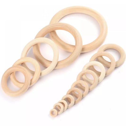 12-125mm Wooden Rings Teether / Crafts  Handmade Natural Maple Wood