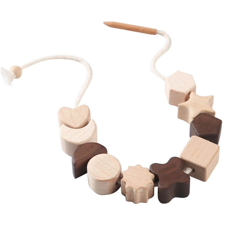 Wooden  Baby Animal Threading and Stacking, Stringing, Threading Beads