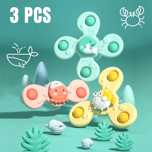 3Pcs/Set  Spinner Suction Cup, Rattles, Fidget Educational Toys