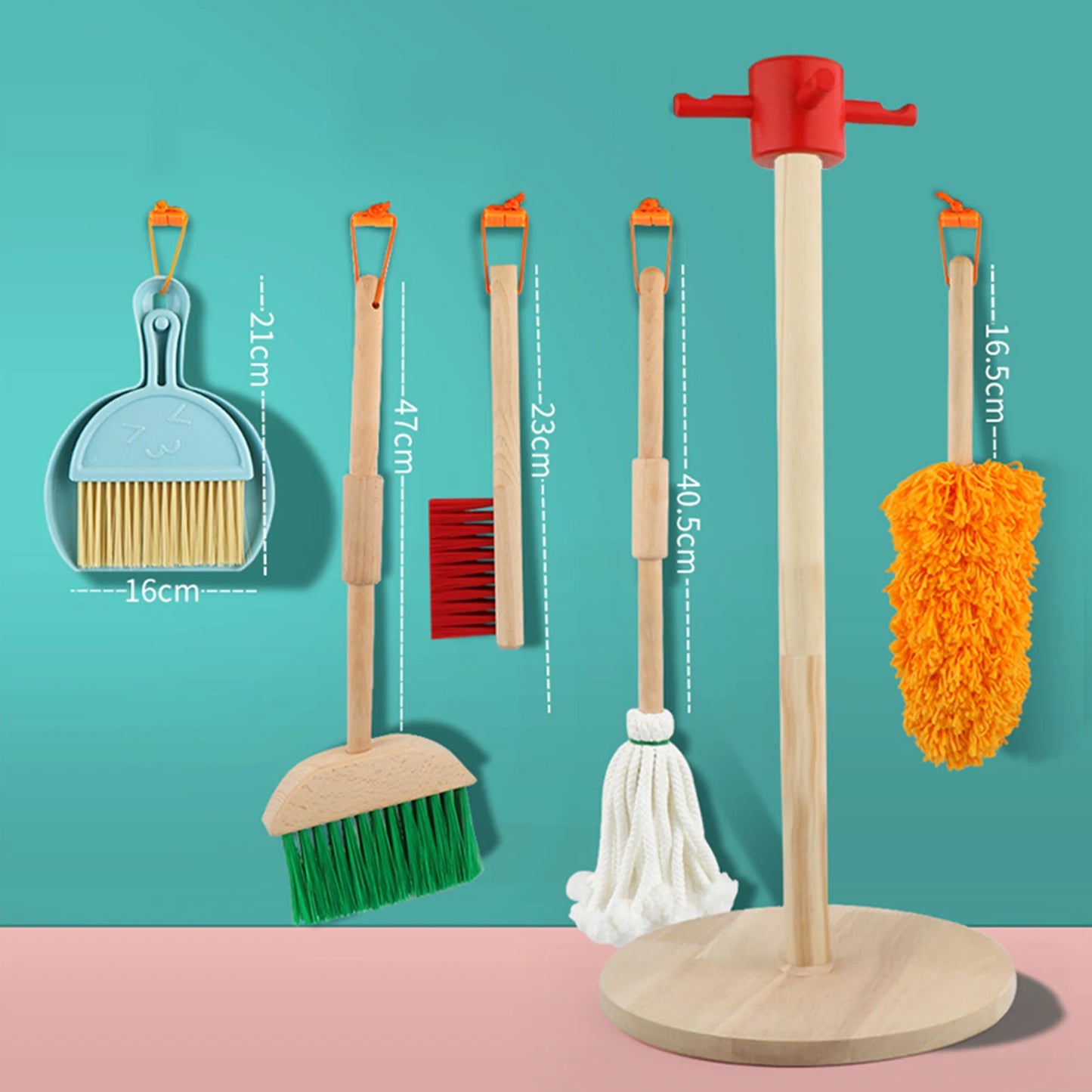 6 Pcs Pretend Play Wooden Broom, Mop, Cleaning Toys, Brain-Training and  Educational Learning Toys