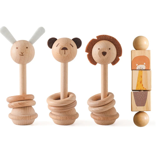 Baby Wooden Montessori  Rattle Puzzle