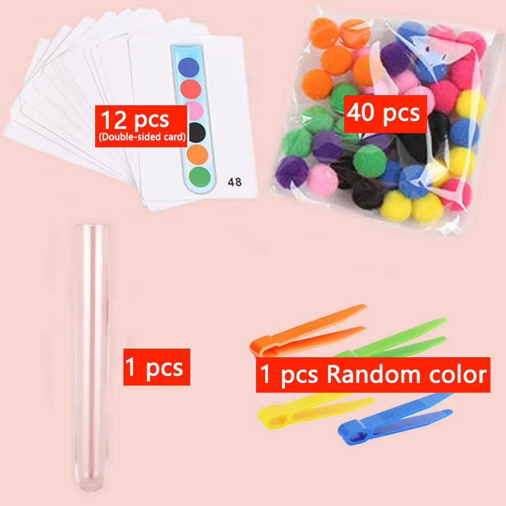 68-109pcs Rainbow Counting Pompoms,  Sorting Cup, Montessori Sensory Toys, Learning Activities - Maths