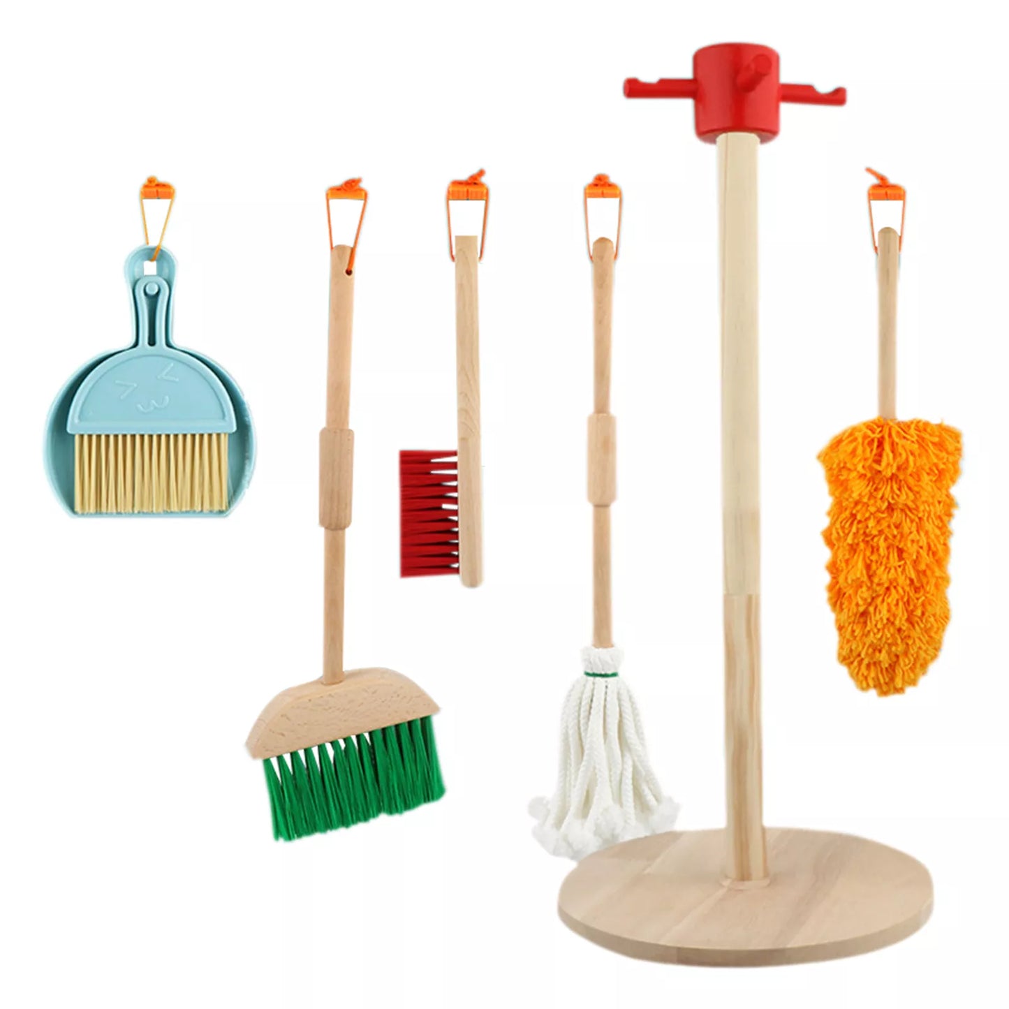 6 Pcs Pretend Play Wooden Broom, Mop, Cleaning Toys, Brain-Training and  Educational Learning Toys