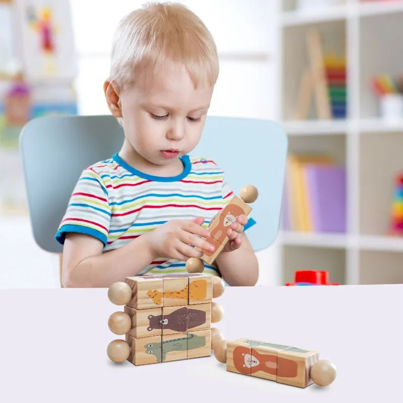 1pc Wooden Montessori  Hand bell,  Mobile Musical Rattle,