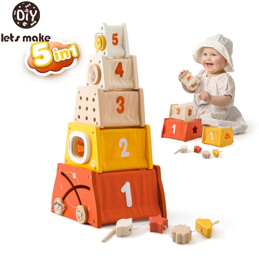 Wooden Montessori  Shape Matching Toy, Stacking Blocks Puzzle