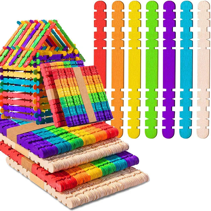 50Pcs Wooden Popsicle Sticks Natural Wood