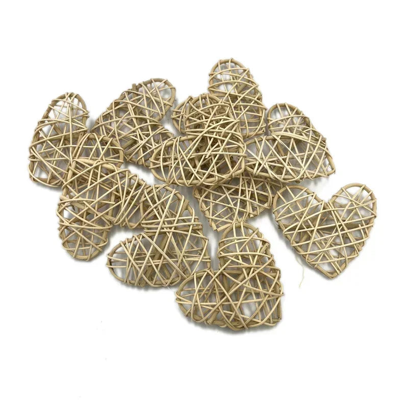 10pcs 5cm/6cm/7cm Rattan Wicker Hearts