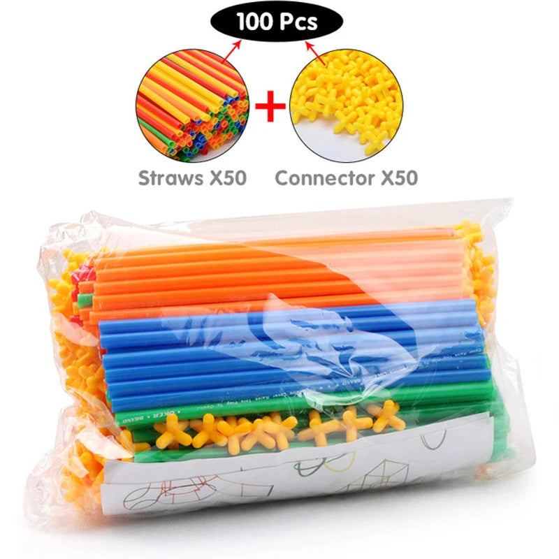 100 pc Straws and Connector Building Sets