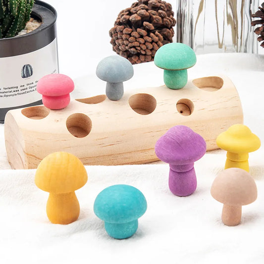 Wooden Montessori  Mushroom Picking Educational Toy