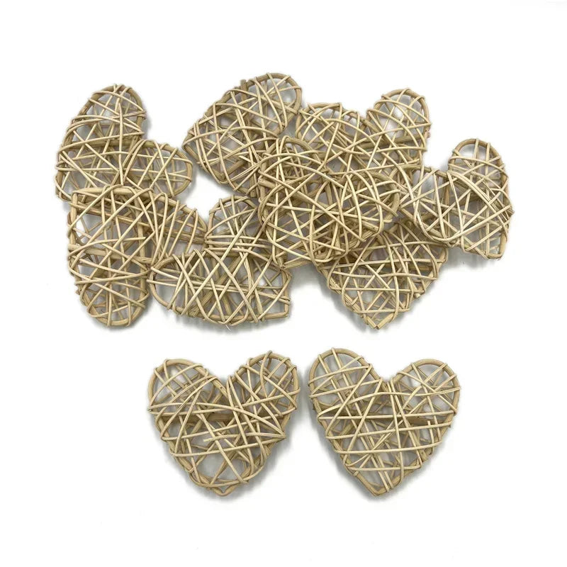 10pcs 5cm/6cm/7cm Rattan Wicker Hearts