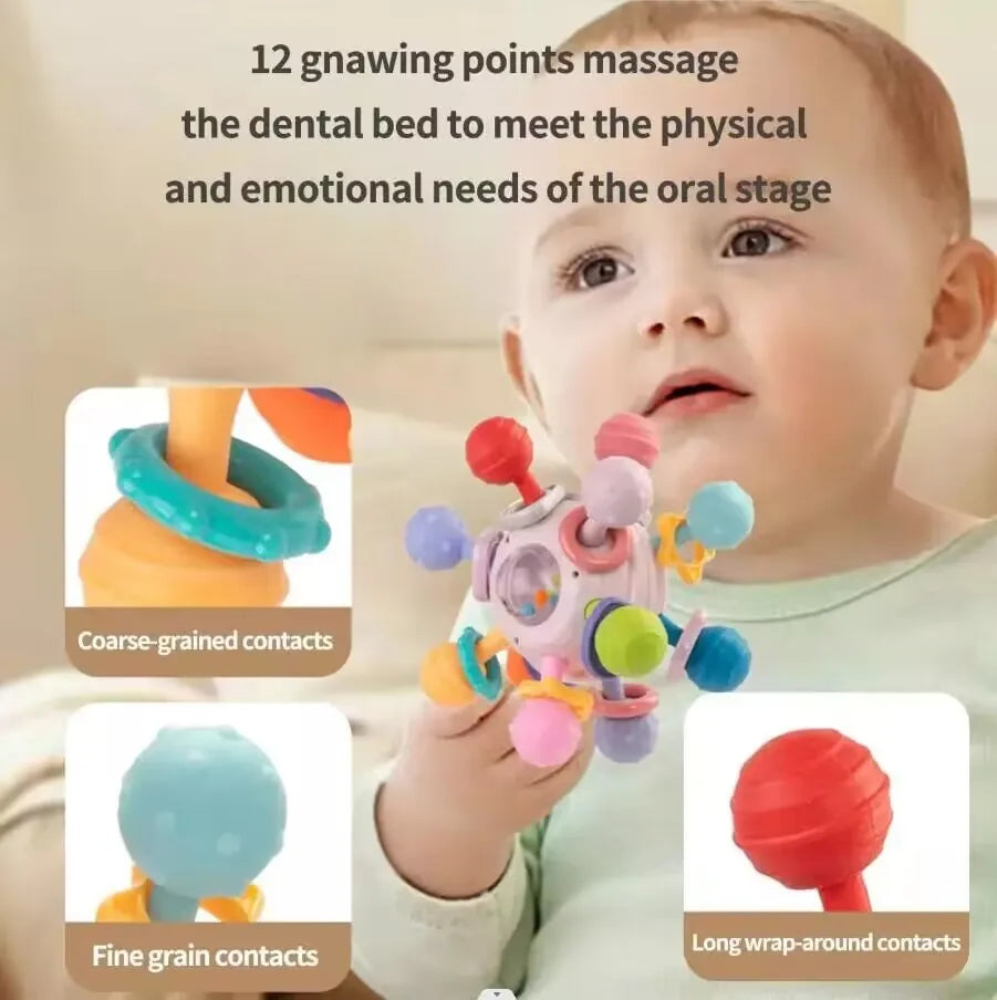 Baby Montessori  0 12 Months Sensory Rattle, Teether, Grasping, Activity Development