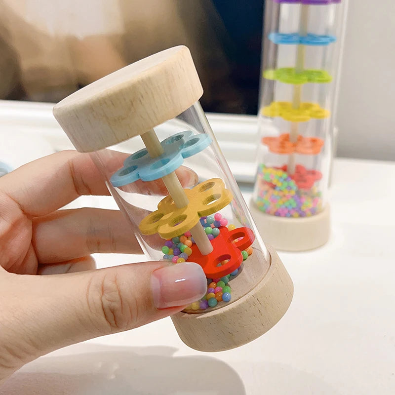 Montessori Baby Rain Stick Rainbow Hourglass