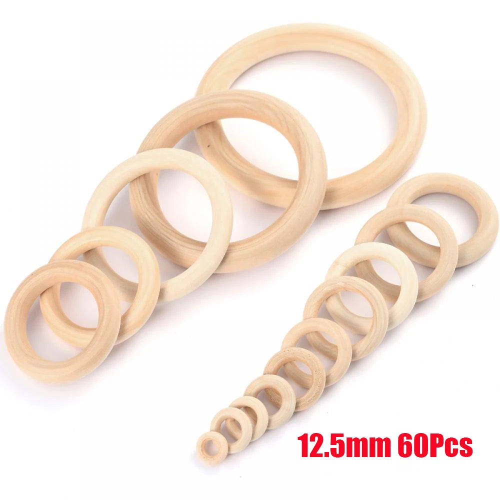 12-125mm Wooden Rings Teether / Crafts  Handmade Natural Maple Wood