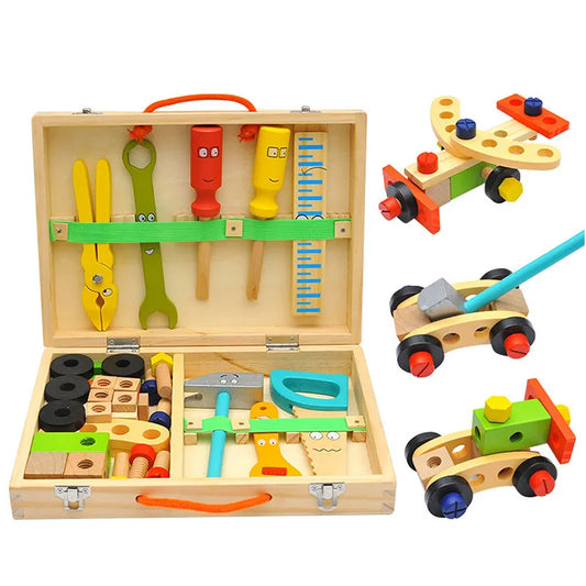 Montessori - Plastic and Wooden Toolbox and Carpenters Tools