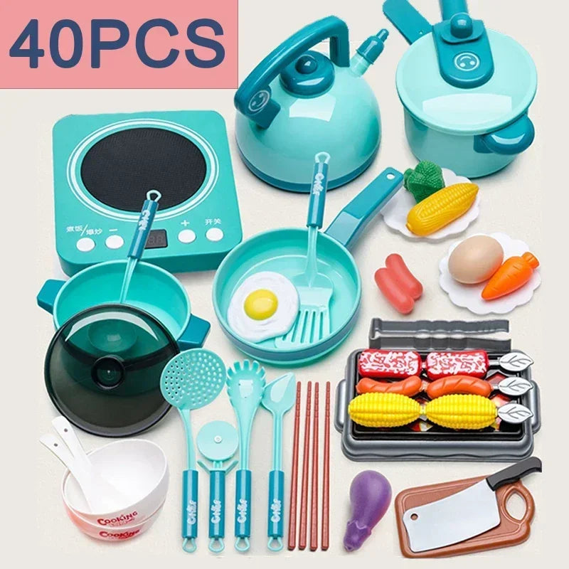 Pretend Play Pot Utensils Set Toys Dishwasher with Induction Cooker Rice  Bowls Chopsticks Kitchen  Toy Gifts for Kids